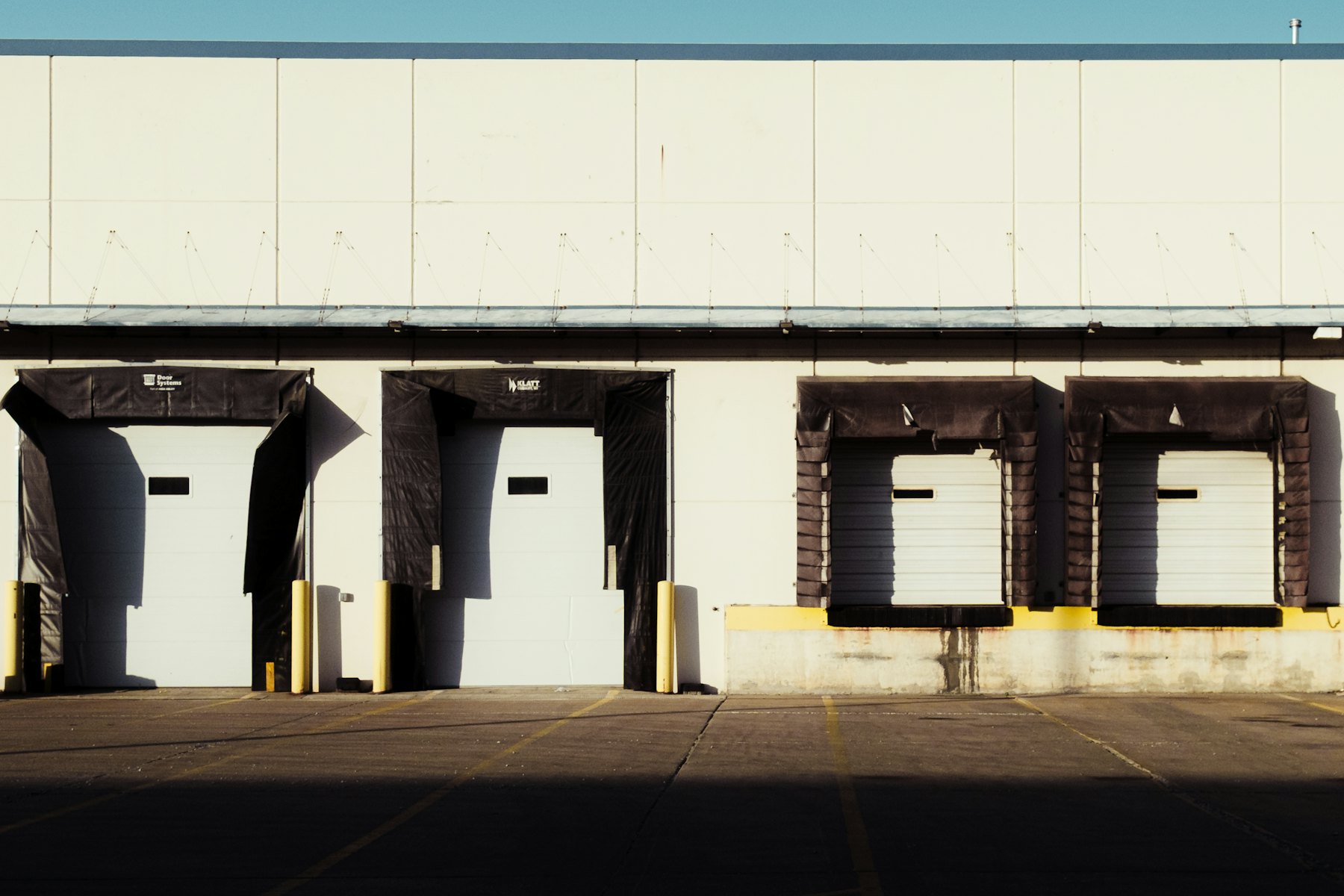 Row of truck loading docks on a warehouse